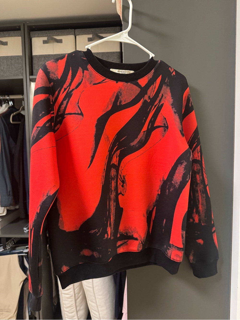 Givenchy unisex red & Black Abstract Crewneck Sweater